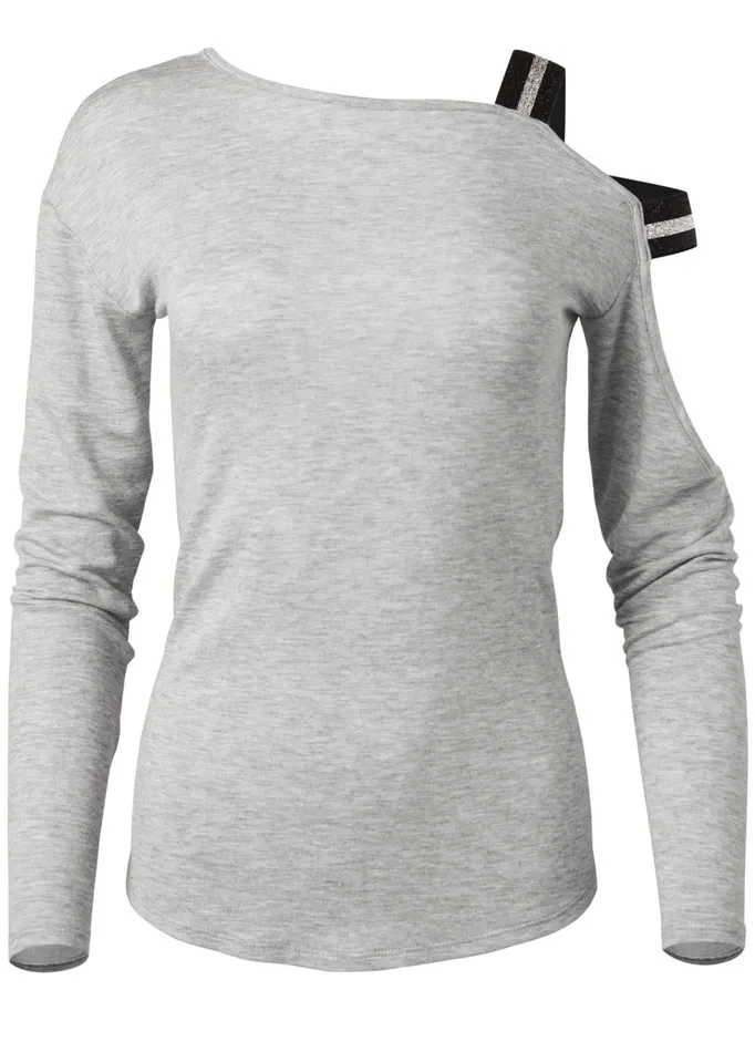 STRAP DETAIL LOUNGE TOP Heather Grey Multi Women VENUS Tops