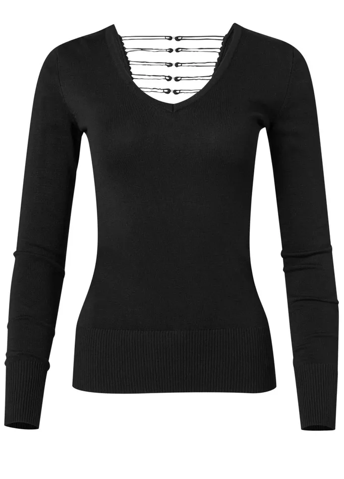STRAPPY BACK SWEATER Black Women VENUS Sexy Sweaters