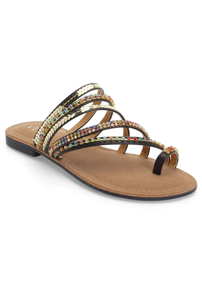 STRAPPY TOE RING SANDALS Black Women VENUS Casual