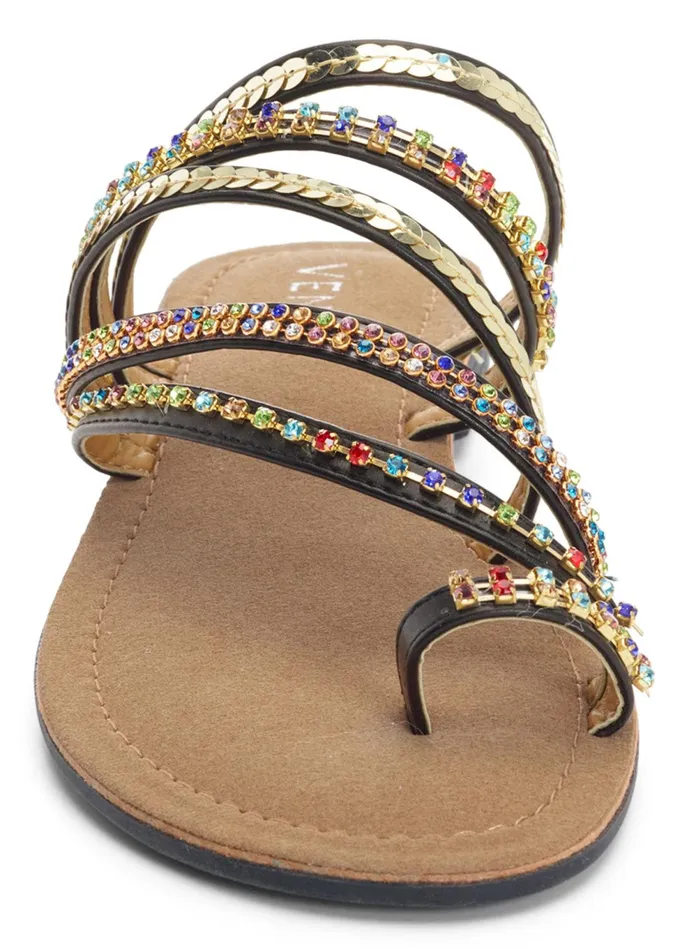 STRAPPY TOE RING SANDALS Black Women VENUS Casual