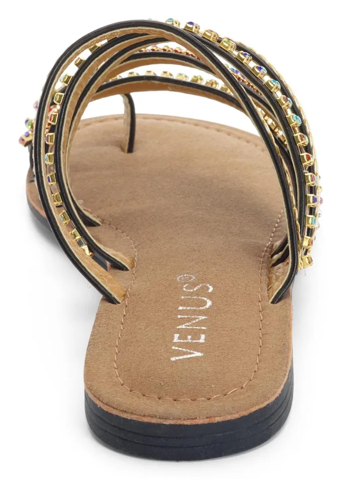STRAPPY TOE RING SANDALS Black Women VENUS Casual