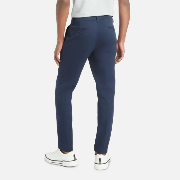 Stretch Chino Slim Fit Flex Waistband Flat Front Casual Pant Navy Men Kenneth Cole Bottoms
