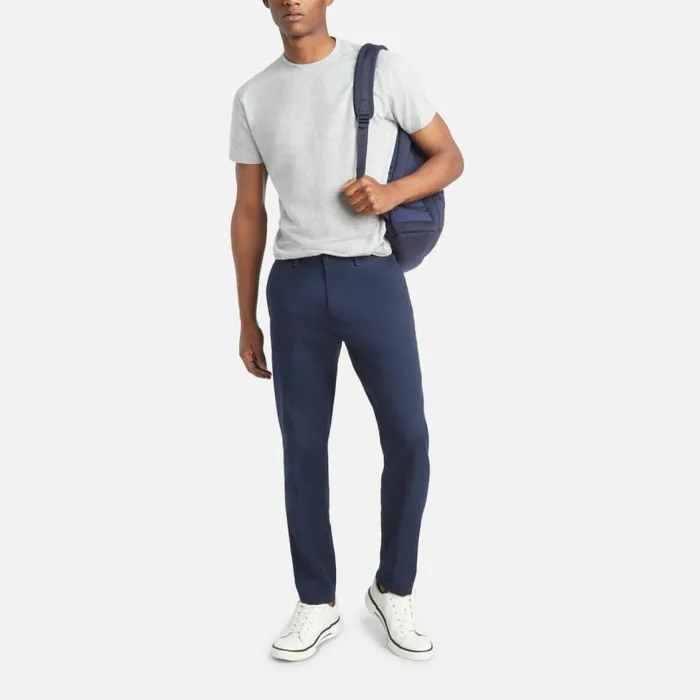 Stretch Chino Slim Fit Flex Waistband Flat Front Casual Pant Navy Men Kenneth Cole Bottoms
