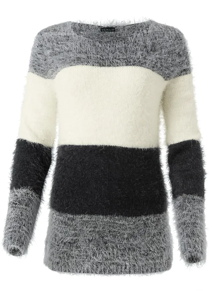 STRIPED COZY SWEATER Black Multi Women VENUS Pullover