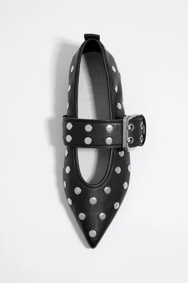 Studded Black Leather Ballerina Black Women Bimba Y Lola Ballerinas Studded Black Leather Ballerina Black Women Bimba Y Lola Ballerinas