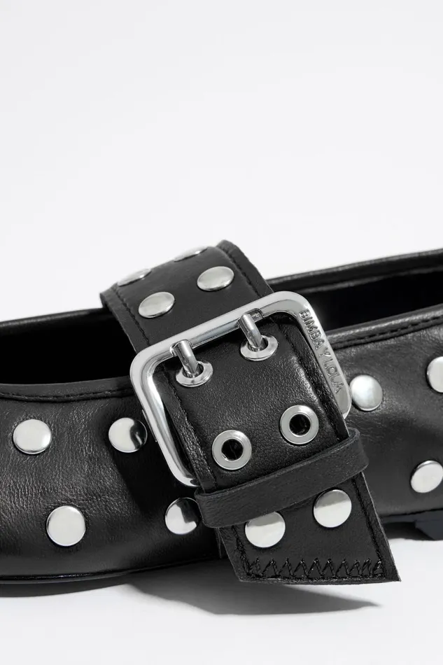 Studded Black Leather Ballerina Black Women Bimba Y Lola Ballerinas Studded Black Leather Ballerina Black Women Bimba Y Lola Ballerinas