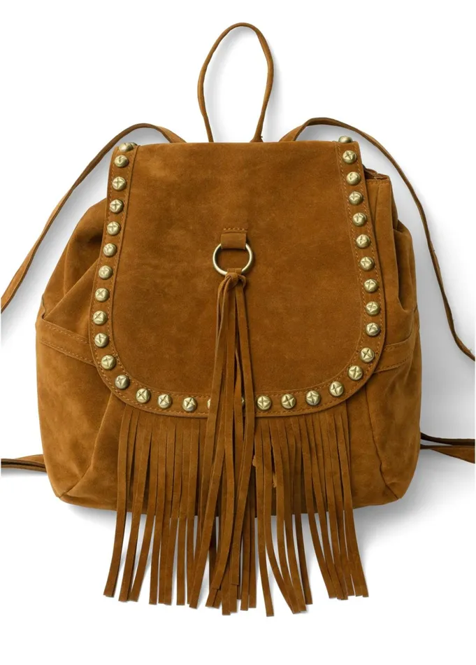STUDDED FRINGE BACKPACK Cognac Women VENUS Handbags