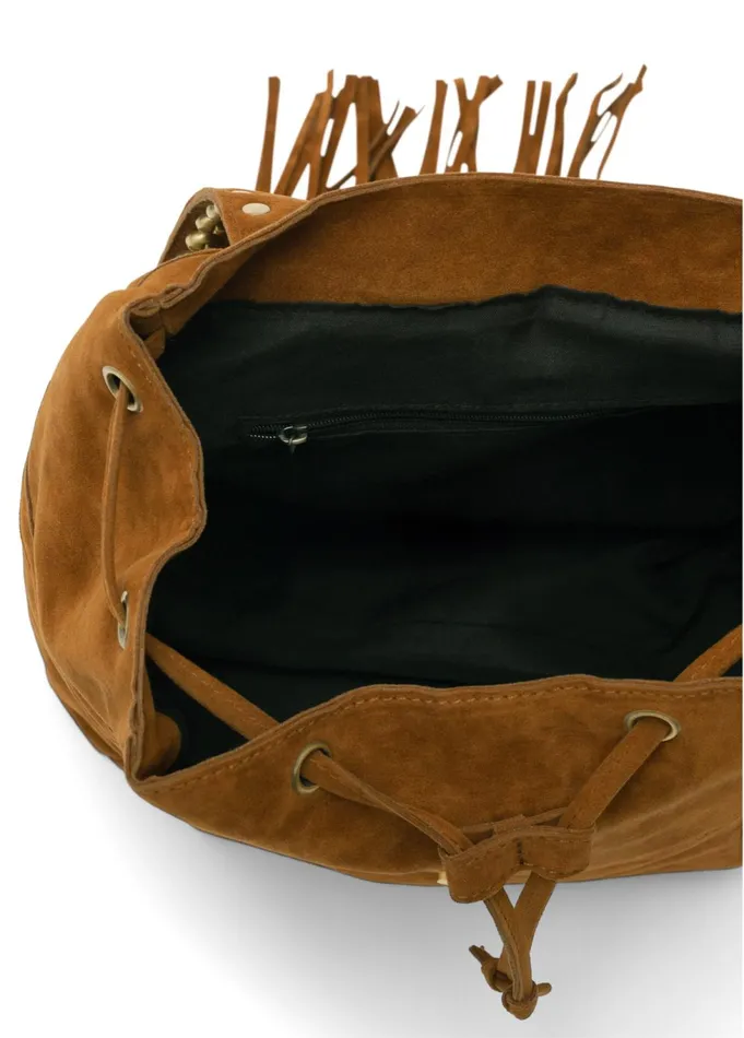 STUDDED FRINGE BACKPACK Cognac Women VENUS Handbags