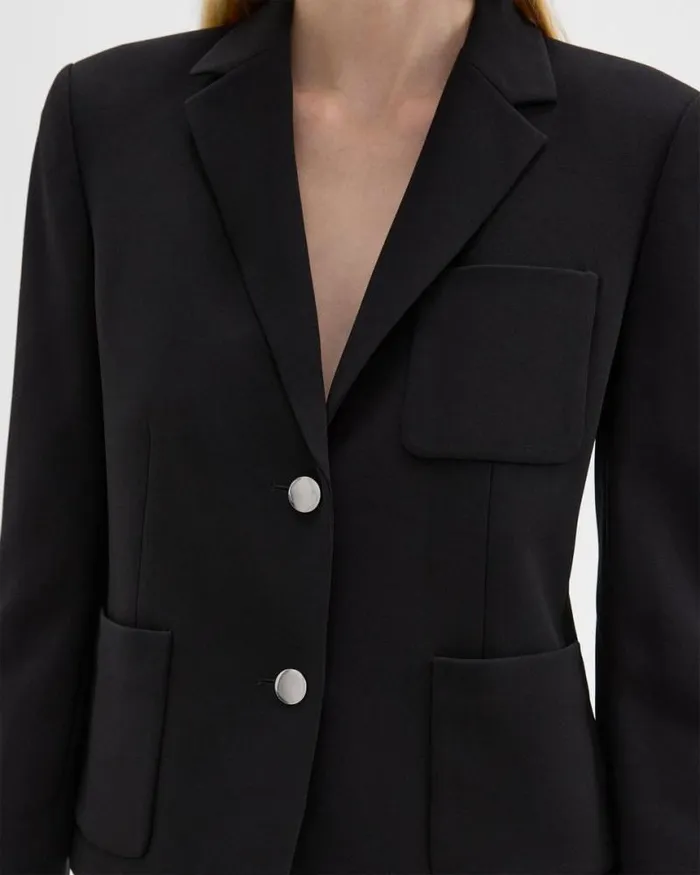 Suits Women Theory Boxy Patch Pocket Blazer In Admiral Crepe Black