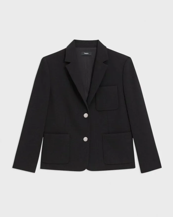 Suits Women Theory Boxy Patch Pocket Blazer In Admiral Crepe Black