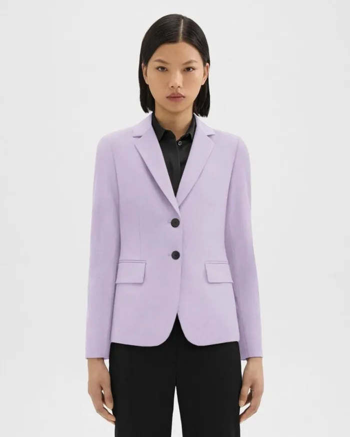 Suits Women Theory Carissa Blazer In Good Wool Lilac Sky