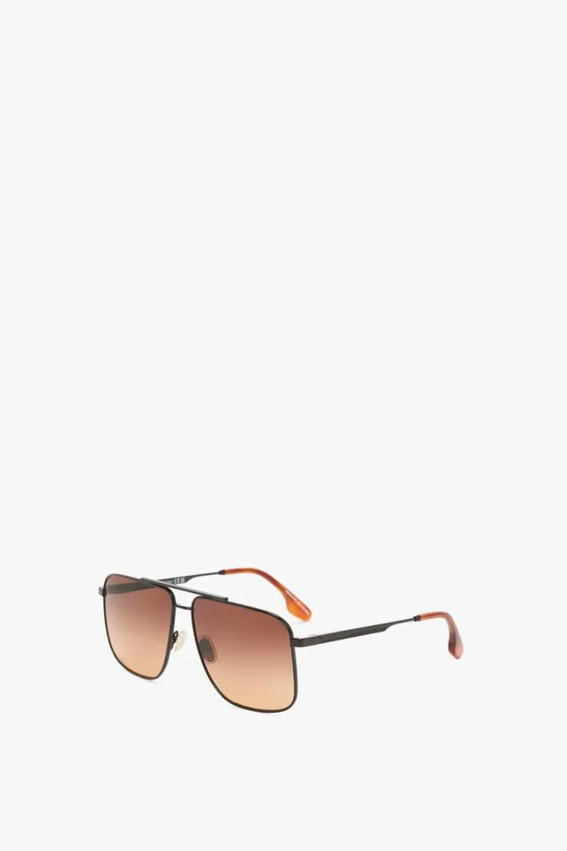 Sunglasses Women Victoria Beckham Double Bridge VLine Navigator In GoldBlackBrown