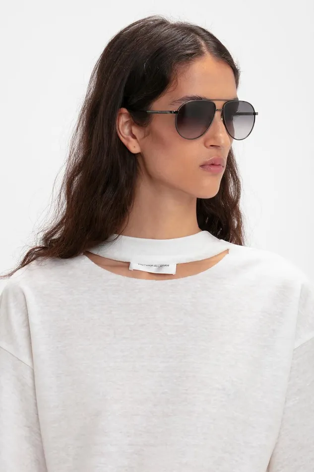 Sunglasses Women Victoria Beckham V Metal Pilot Sunglasses In Grey Gradient
