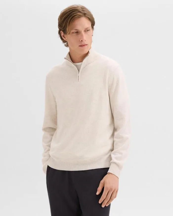Sweaters Cardigans Men Theory Hilles QuarterZip Sweater In Cashmere Natural Melange Sweaters Cardigans Men Theory Hilles QuarterZip Sweater In Cashmere Natural Melange