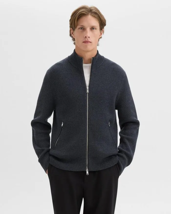 Sweaters Cardigans Men Theory Ribbed ZipUp Cardigan In Merino Wool Dark Grey Heather Sweaters Cardigans Men Theory Ribbed ZipUp Cardigan In Merino Wool Dark Grey Heather