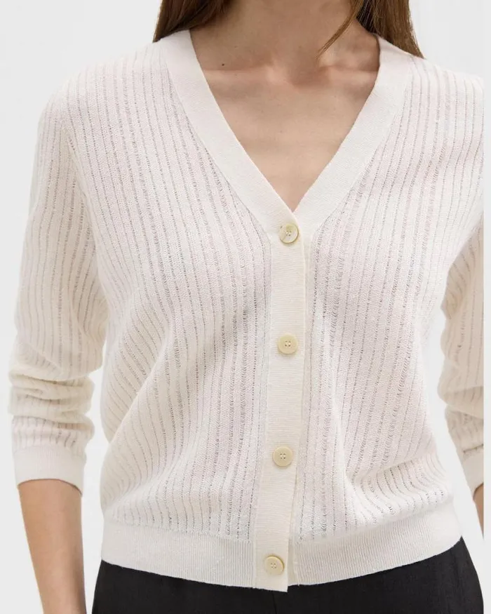 Sweaters Cardigans Women Theory Cropped Cardigan In LinenViscose Bone Sweaters Cardigans Women Theory Cropped Cardigan In LinenViscose Bone