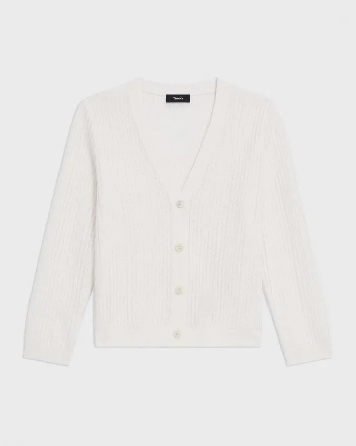 Sweaters Cardigans Women Theory Cropped Cardigan In LinenViscose Bone Sweaters Cardigans Women Theory Cropped Cardigan In LinenViscose Bone