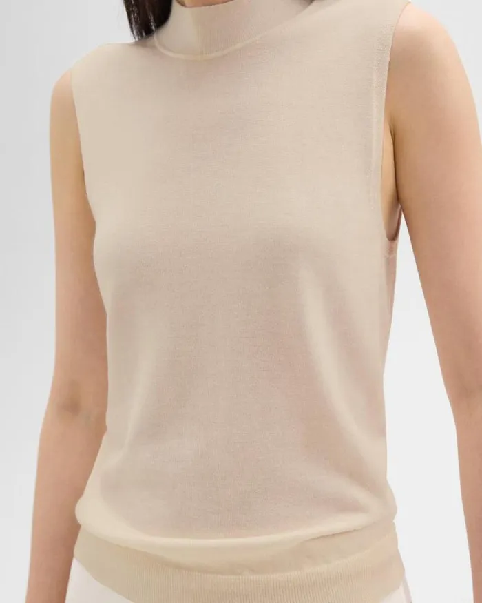 Sweaters Cardigans Women Theory Mock Neck Sweater Shell In Regal Wool Ecru