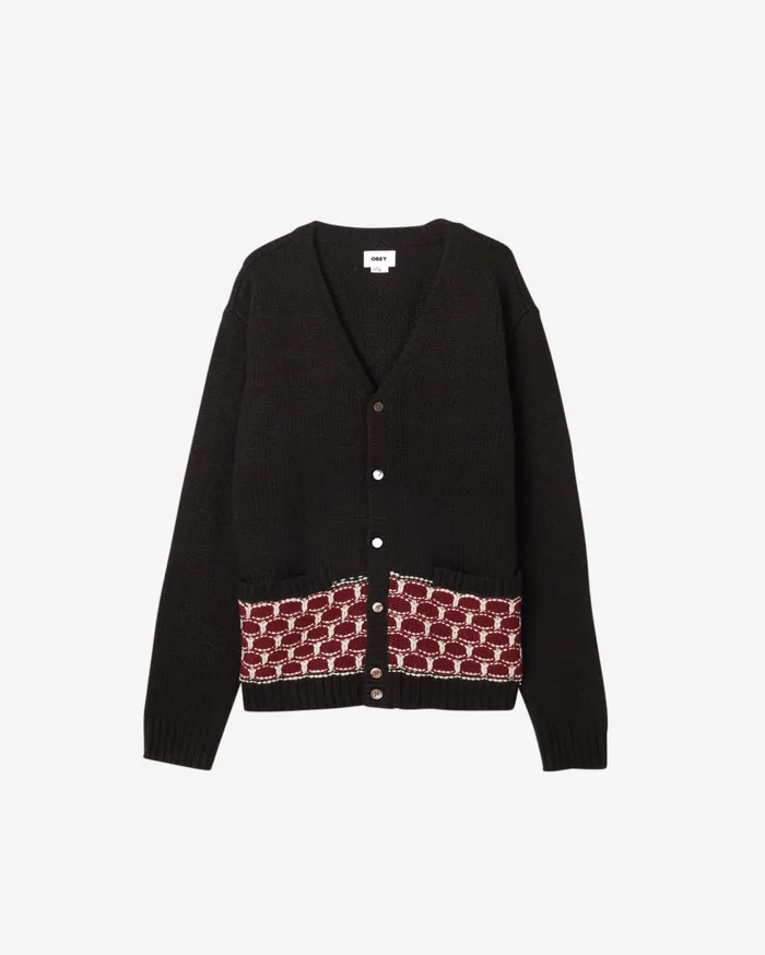 SWEATERS Men OBEY Clothing KEI CARDIGAN Black Multi