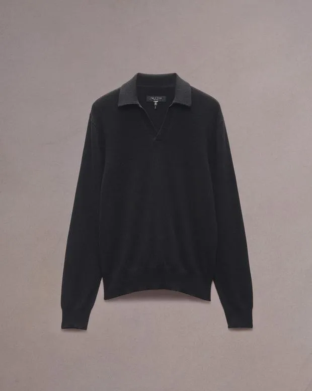 Sweaters Men Rag and Bone Downing Cashmere Polo Black