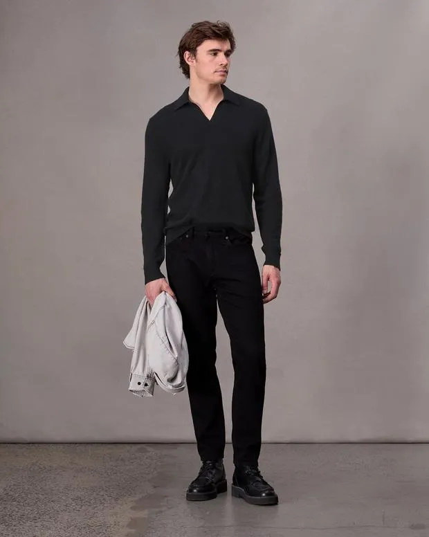 Sweaters Men Rag and Bone Downing Cashmere Polo Black