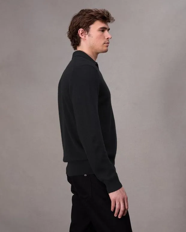 Sweaters Men Rag and Bone Downing Cashmere Polo Black