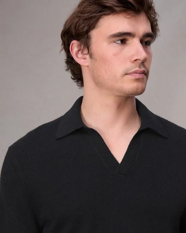 Sweaters Men Rag and Bone Downing Cashmere Polo Black