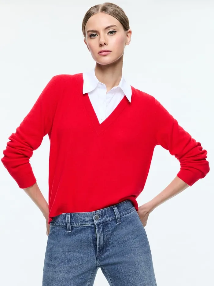 Sweaters Women Alice Olivia Denby Collared Pullover Bright Rubywhite