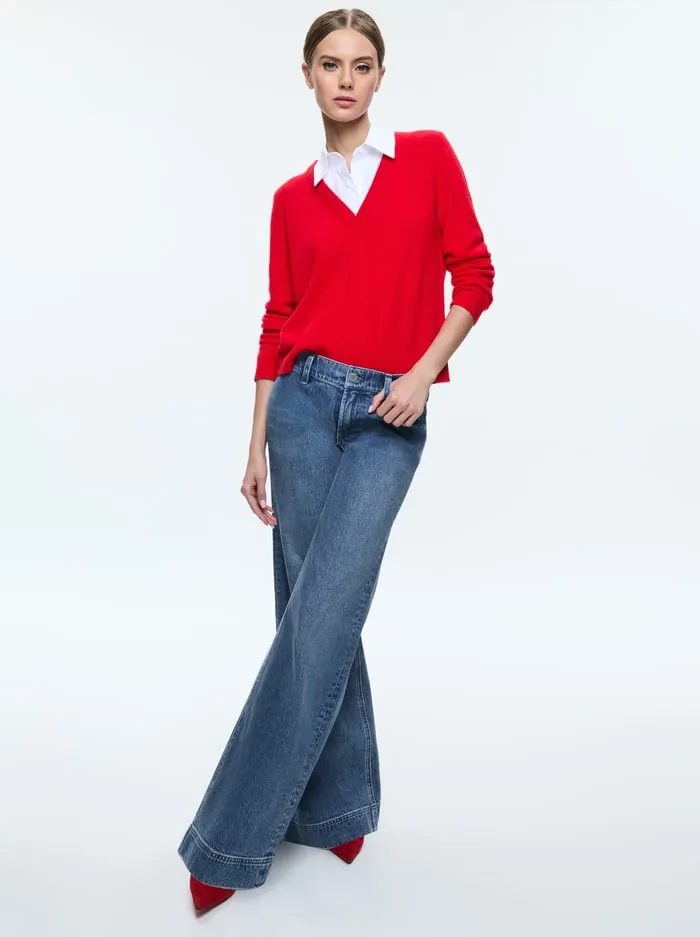 Sweaters Women Alice Olivia Denby Collared Pullover Bright Rubywhite