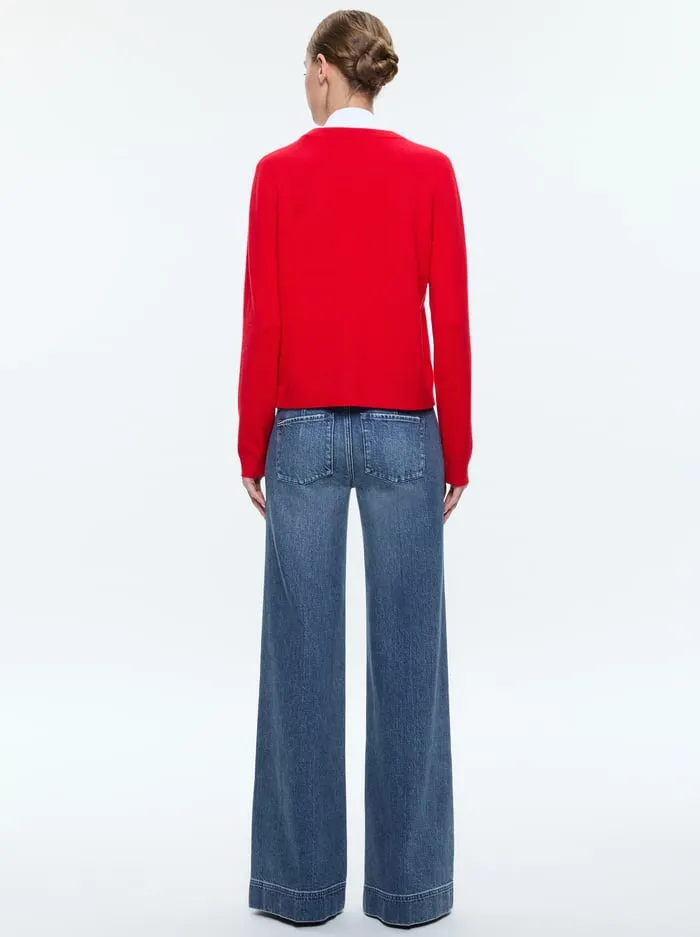 Sweaters Women Alice Olivia Denby Collared Pullover Bright Rubywhite