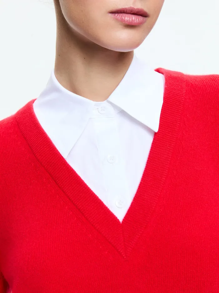 Sweaters Women Alice Olivia Denby Collared Pullover Bright Rubywhite