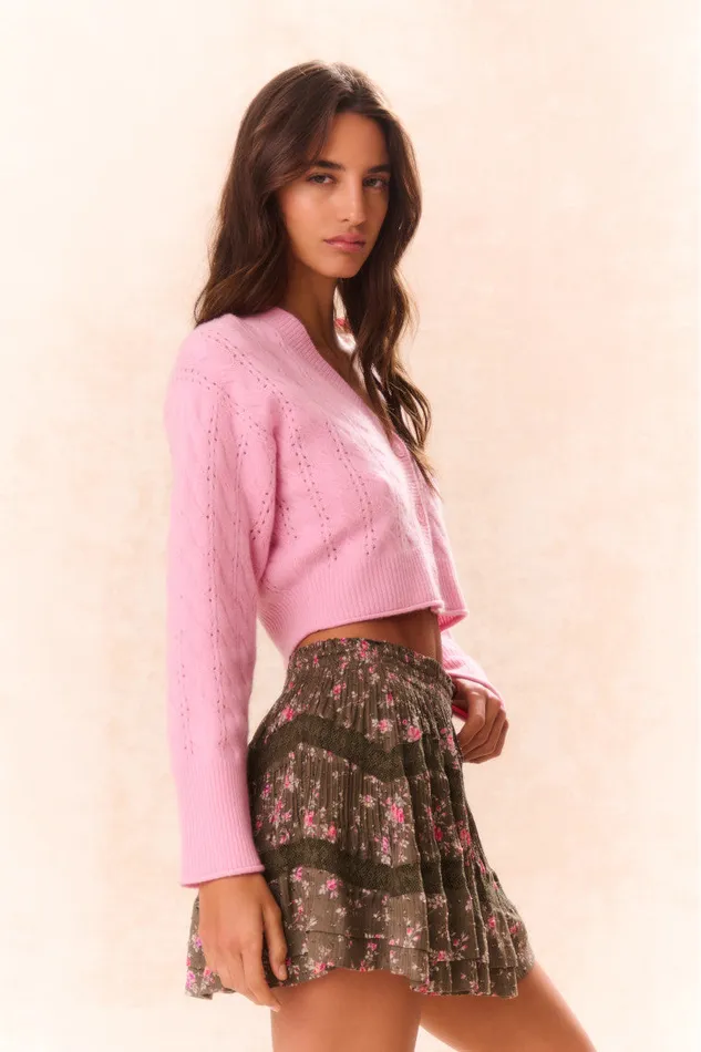 Sweaters WomenKids LoveShackFancy Leota Cropped Wool Cardigan Sweet Peony