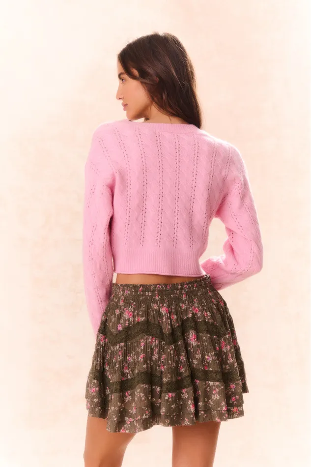 Sweaters WomenKids LoveShackFancy Leota Cropped Wool Cardigan Sweet Peony
