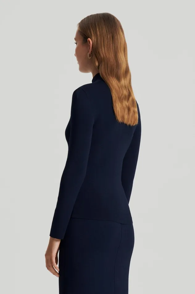 Sweaters Women Scanlan Theodore CREPE KNIT BUTTON POLO SWEATER Navy Sweaters Women Scanlan Theodore CREPE KNIT BUTTON POLO SWEATER Navy