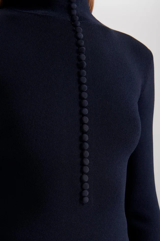 Sweaters Women Scanlan Theodore CREPE KNIT BUTTON POLO SWEATER Navy Sweaters Women Scanlan Theodore CREPE KNIT BUTTON POLO SWEATER Navy