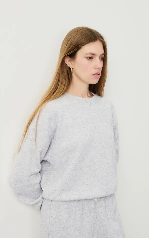 Sweatshirt Evona Melange Light Grey Women American Vintage Sweatshirts