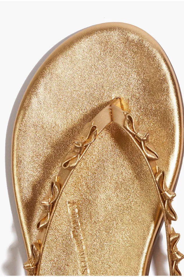 Swim Women LoveShackFancy Tkees Mini Bow Sandals Gold