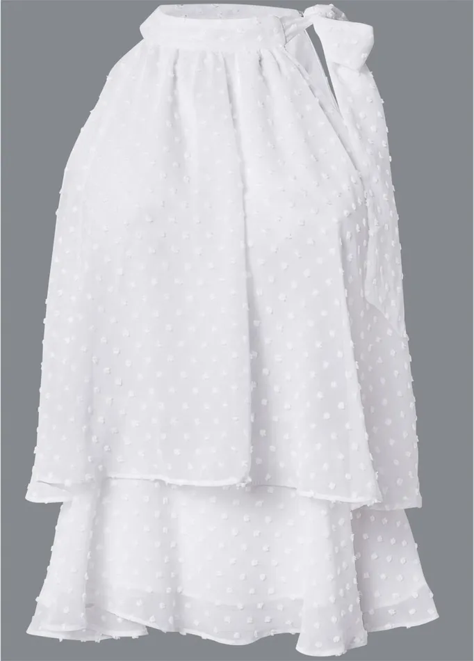 SWISS DOT MOCK NECK TOP White Women VENUS Night Out Tops SWISS DOT MOCK NECK TOP White Women VENUS Night Out Tops