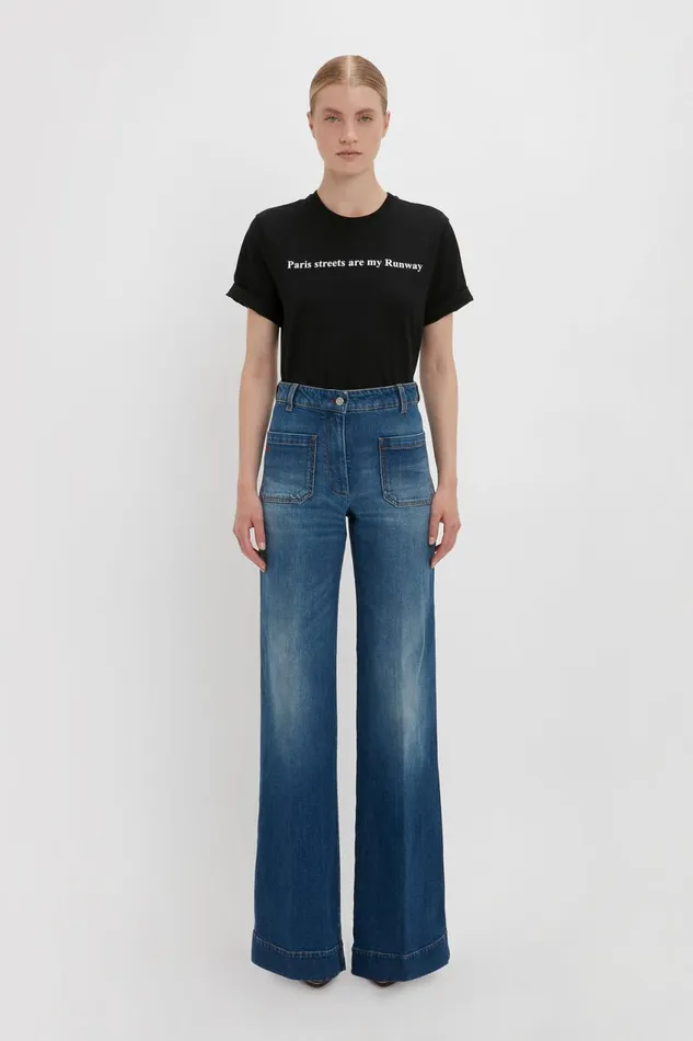 TShirts and Sweatshirts Women Victoria Beckham PARIS STREETS ARE MY RUNWAY Tshirt In Black