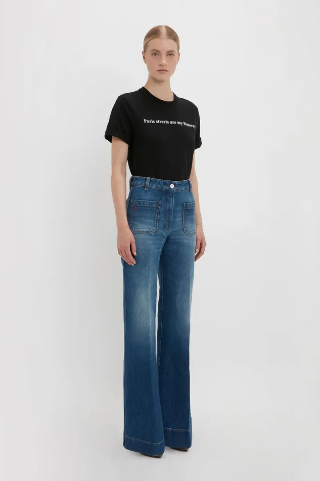 TShirts and Sweatshirts Women Victoria Beckham PARIS STREETS ARE MY RUNWAY Tshirt In Black