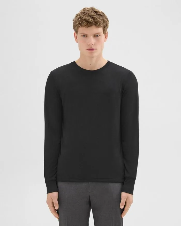 TShirts Polos Men Theory Essential LongSleeve Tee In Anemone Modal Jersey Black TShirts Polos Men Theory Essential LongSleeve Tee In Anemone Modal Jersey Black