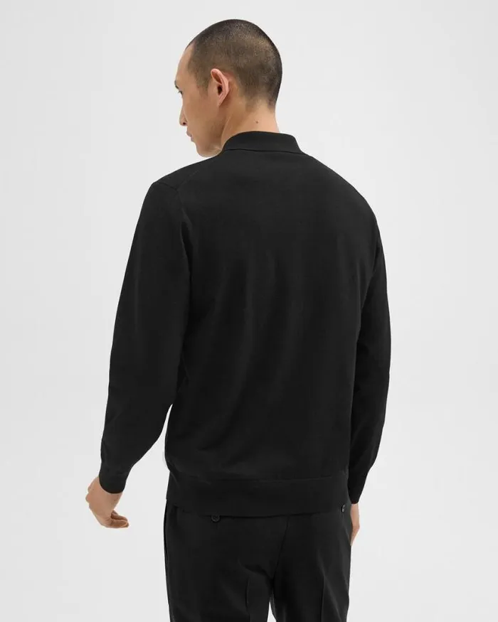 TShirts Polos Men Theory Goris LongSleeve Polo Shirt In Light Bilen Black TShirts Polos Men Theory Goris LongSleeve Polo Shirt In Light Bilen Black
