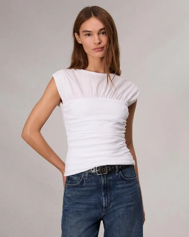 TShirts Women Rag and Bone Mica Banded Cotton Top White