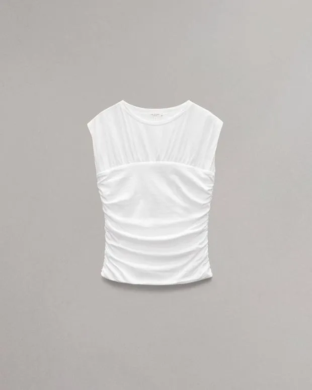 TShirts Women Rag and Bone Mica Banded Cotton Top White