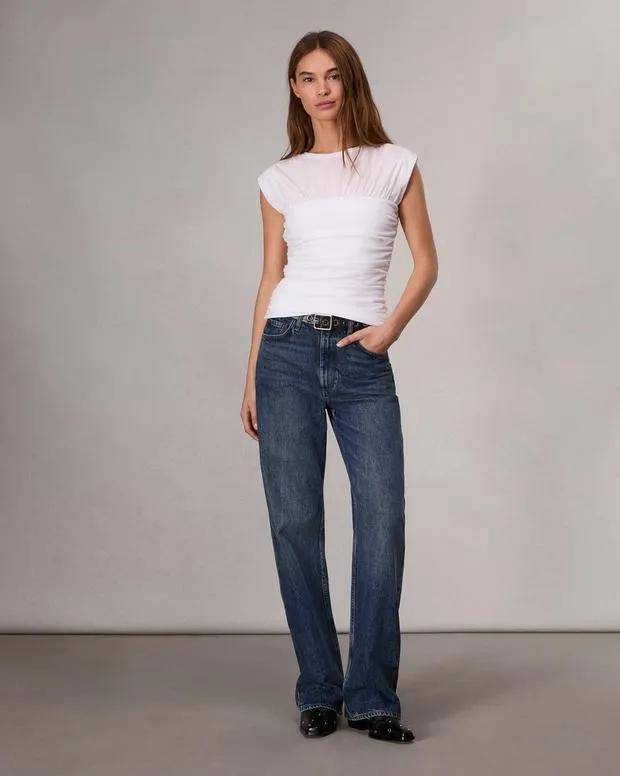 TShirts Women Rag and Bone Mica Banded Cotton Top White