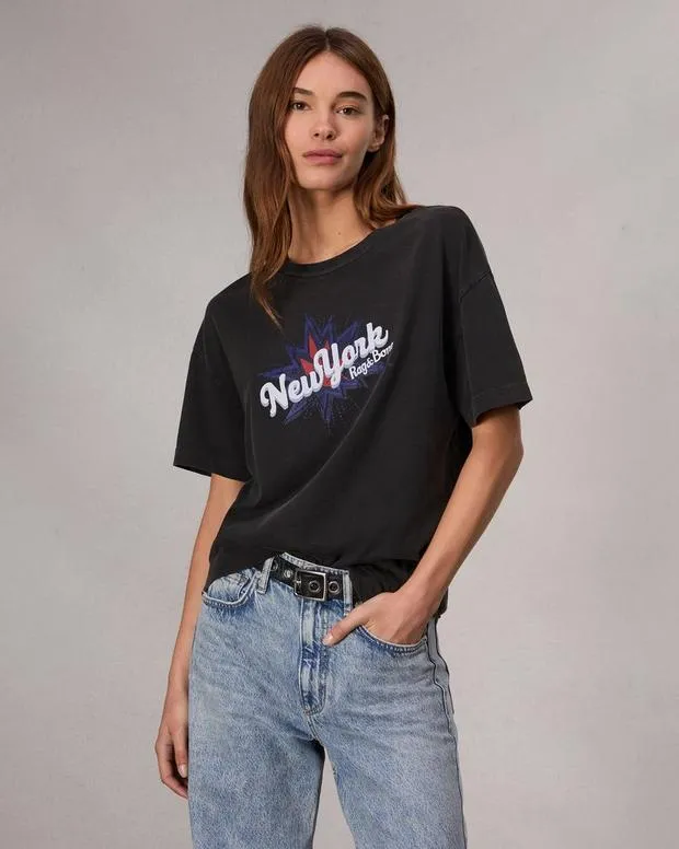 TShirts Women Rag and Bone New York Boyfriend TShirt Black Multi