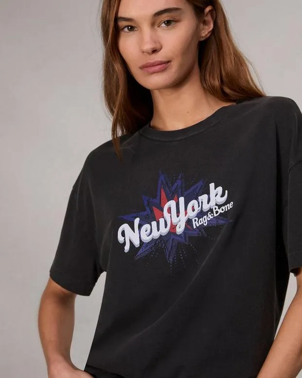 TShirts Women Rag and Bone New York Boyfriend TShirt Black Multi