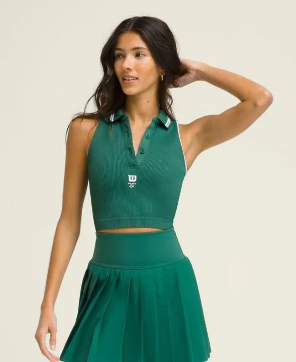 Tanks Women Wilson Topspin Seamless Polo Field Green