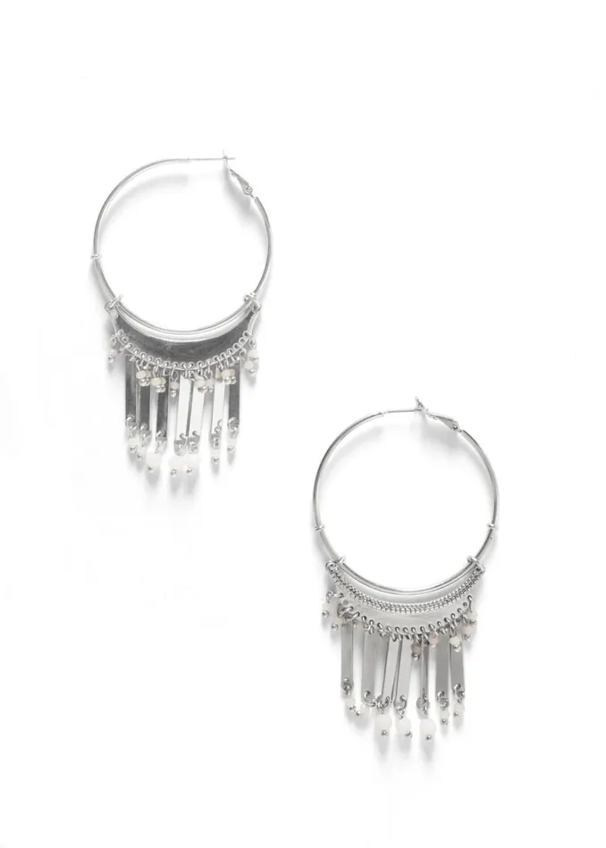 Tassel Hoop Earrings Silver Women VENUS Earrings