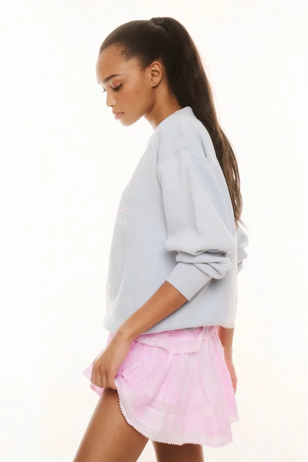 Tees and Fleece Women LoveShackFancy Palo Americana Fleece Pullover Moonstone Tees and Fleece Women LoveShackFancy Palo Americana Fleece Pullover Moonstone